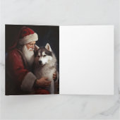 Sibirischer Husky mit Weihnachtsmann Weihnachten Karte (Innenseite)