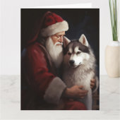 Sibirischer Husky mit Weihnachtsmann Weihnachten Karte (Vorderseite)