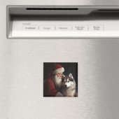 Sibirischer Husky mit Weihnachtsmann Weihnachten Magnet (In Situ (Geschirrspüler))