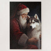 Sibirischer Husky mit Weihnachtsmann Weihnachten Puzzle (Vertikal)