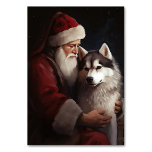 Sibirischer Husky mit Weihnachtsmann Weihnachten Tischnummer