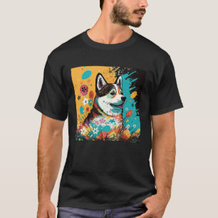 Sibirischer Husky Osterei Blumen Hund Farbspritze T-Shirt