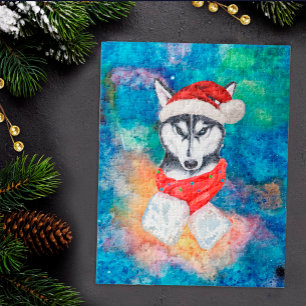 Sibirischer Husky-Rassehund Weihnachten Puzzle