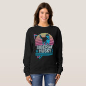 Sibirischer Husky Retro Sweatshirt (Vorne ganz)