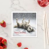 Sibirischer Husky schafft einen Schneengel Serviette (Beispiel)