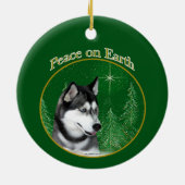 Sibirischer Husky (schwarz) Friede Keramik Ornament (Hinten)