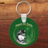 Sibirischer Husky (schwarz) Friede Schlüsselanhänger (Vorderseite)