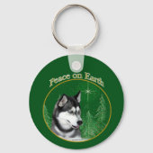 Sibirischer Husky (schwarz) Friede Schlüsselanhänger (Rückseite)