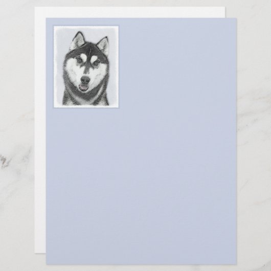 Sibirischer Husky (Schwarz und Weiß) Malerei Hunde (Vorne/Hinten)