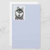 Sibirischer Husky (Schwarz und Weiß) Malerei Hunde Briefpapier (Vorne/Hinten)