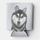 Sibirischer Husky (Schwarz und Weiß) Malerei Hunde Dosenkühler (Vorderseite)
