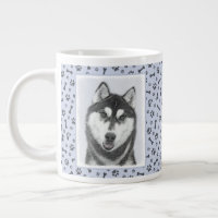 Sibirischer Husky (Schwarz und Weiß) Malerei Hunde