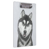 Sibirischer Husky (Schwarz und Weiß) Malerei Hunde Klemmbrett (Rechts)