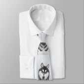 Sibirischer Husky (Schwarz und Weiß) Malerei Hunde Krawatte (Gebunden)