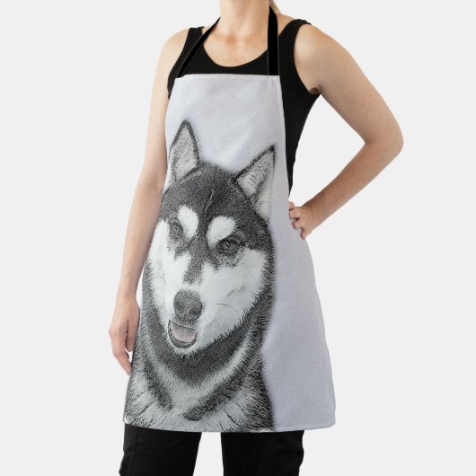 Sibirischer Husky (Schwarz und Weiß) Malerei Hunde Schürze (InSitu)