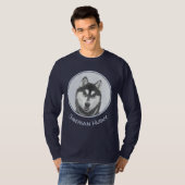 Sibirischer Husky (Schwarz und Weiß) Malerei Hunde T-Shirt (Vorne ganz)