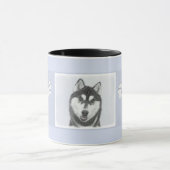 Sibirischer Husky (Schwarz und Weiß) Malerei Hunde Tasse (Zentrum)
