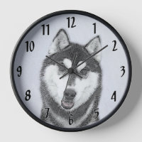 Sibirischer Husky (Schwarz und Weiß) Malerei Hunde