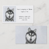 Sibirischer Husky (Schwarz und Weiß) Malerei Hunde Visitenkarte (Vorne/Hinten)