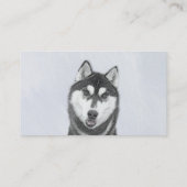 Sibirischer Husky (Schwarz und Weiß) Malerei Hunde Visitenkarte (Rückseite)