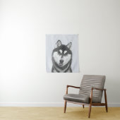 Sibirischer Husky (Schwarz und Weiß) Malerei Hunde Wandteppich (Beispiel)