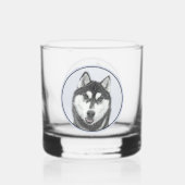 Sibirischer Husky (Schwarz und Weiß) Malerei Hunde Whiskyglas (Rückseite)