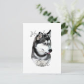 Sibirischer Husky (schwarz) Vater 2 Postkarte (Stehend Vorderseite)