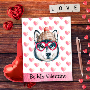 Sibirischer Husky sei mein Valentins Hund Valentin Feiertagspostkarte