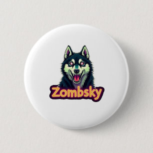 Sibirischer Husky Sibe Zombie-Hund Halloween Essen Button