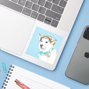 Sibirischer Husky (Silber und Weiß) Malerei Aufkleber