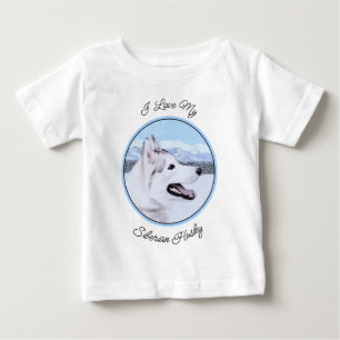 Sibirischer Husky (Silber und Weiß) Malerei Baby T-shirt