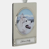 Sibirischer Husky (Silber und Weiß) Malerei Banner-Ornament Silber (Rechts)