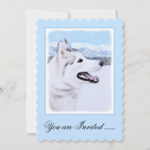 Sibirischer Husky (Silber und Weiß) Malerei Einladung