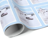 Sibirischer Husky (Silber und Weiß) Malerei Geschenkpapier (Rolleneckpunkt)