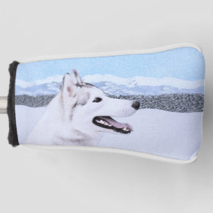 Sibirischer Husky (Silber und Weiß) Malerei Golf Headcover