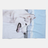 Sibirischer Husky (Silber und Weiß) Malerei Handtuch (Horizontal)