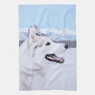 Sibirischer Husky (Silber und Weiß) Malerei Handtuch