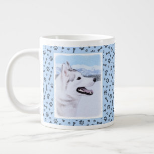 Sibirischer Husky (Silber und Weiß) Malerei Jumbo-Tasse