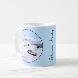 Sibirischer Husky (Silber und Weiß) Malerei Kaffeetasse