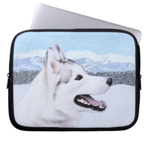 Sibirischer Husky (Silber und Weiß) Malerei Laptopschutzhülle