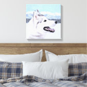 Sibirischer Husky (Silber und Weiß) Malerei Leinwanddruck (Insitu (Schlafzimmer))
