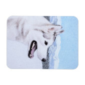 Sibirischer Husky (Silber und Weiß) Malerei Magnet (Horizontal)