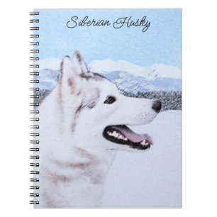 Sibirischer Husky (Silber und Weiß) Malerei Notizblock