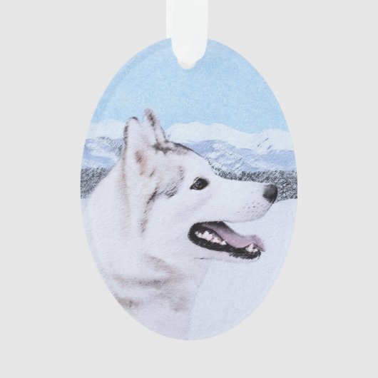 Sibirischer Husky (Silber und Weiß) Malerei Ornament (Vorderseite)