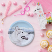 Sibirischer Husky (Silber und Weiß) Malerei Pappteller (Party)