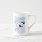 Sibirischer Husky (Silber und Weiß) Malerei Porzellantasse (Rechts)