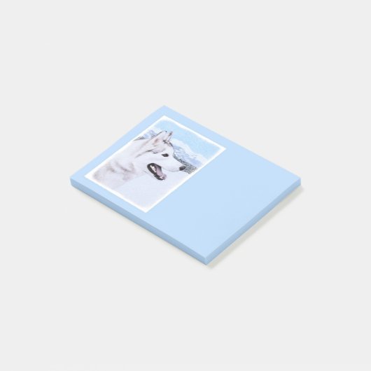 Sibirischer Husky (Silber und Weiß) Malerei Post-it Klebezettel (angewinkelt)