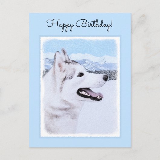 Sibirischer Husky (Silber und Weiß) Malerei Postkarte (Vorderseite)