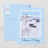 Sibirischer Husky (Silber und Weiß) Malerei Postkarte (Vorne/Hinten)
