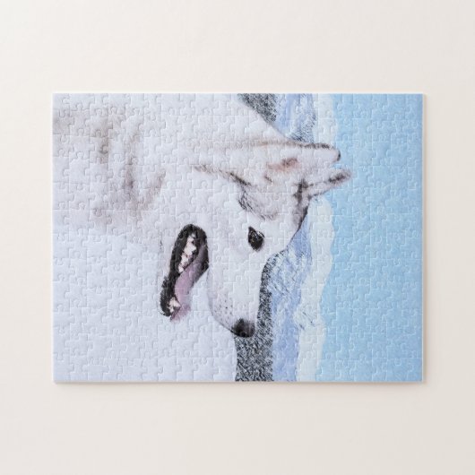 Sibirischer Husky (Silber und Weiß) Malerei Puzzle (Horizontal)